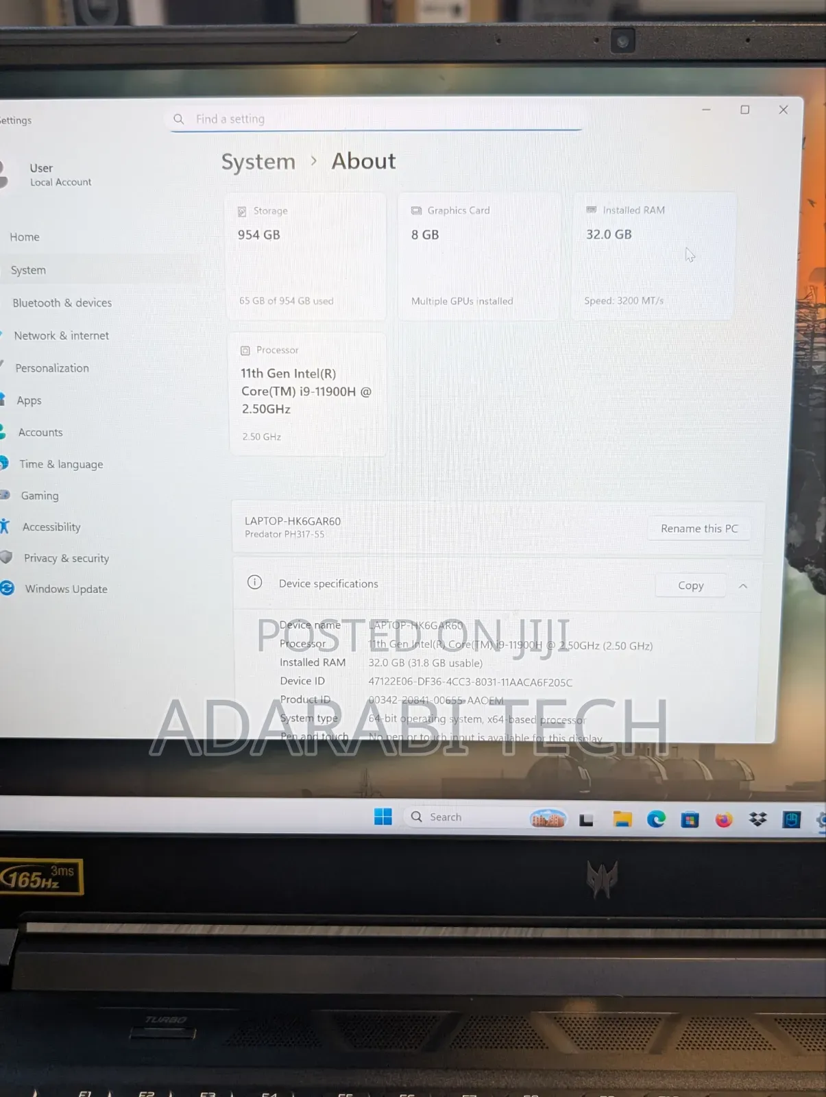 Laptop Acer Predator 15 32GB Intel Core i9 SSD 1T