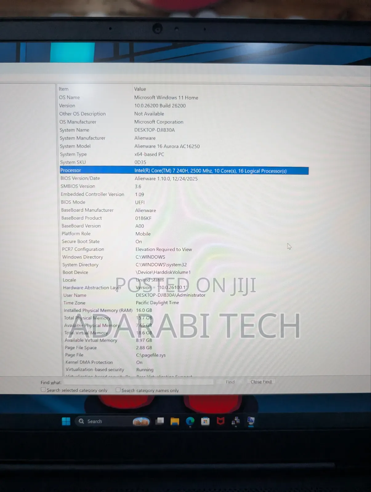Laptop Alienware 16 Aurora 16GB Intel Core Ultra 7 SSD 1T