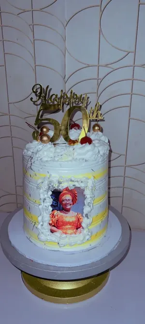 50th Birthday Whipped Cream Cake – Size 7, 3 Layers
