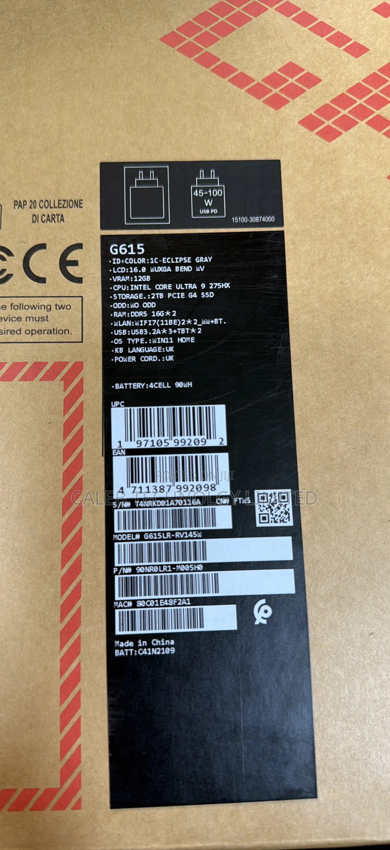 New Laptop Asus ROG Strix G16 G614 32GB Intel Core Ultra 9 SSD 2T