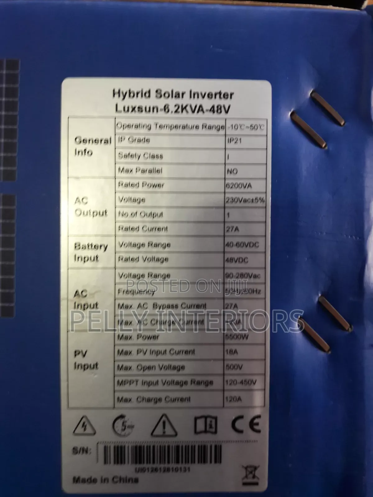 Luxsun 6.2kva 48volts Hybrid Solar Inverter for sale - Pelly Interiors ...