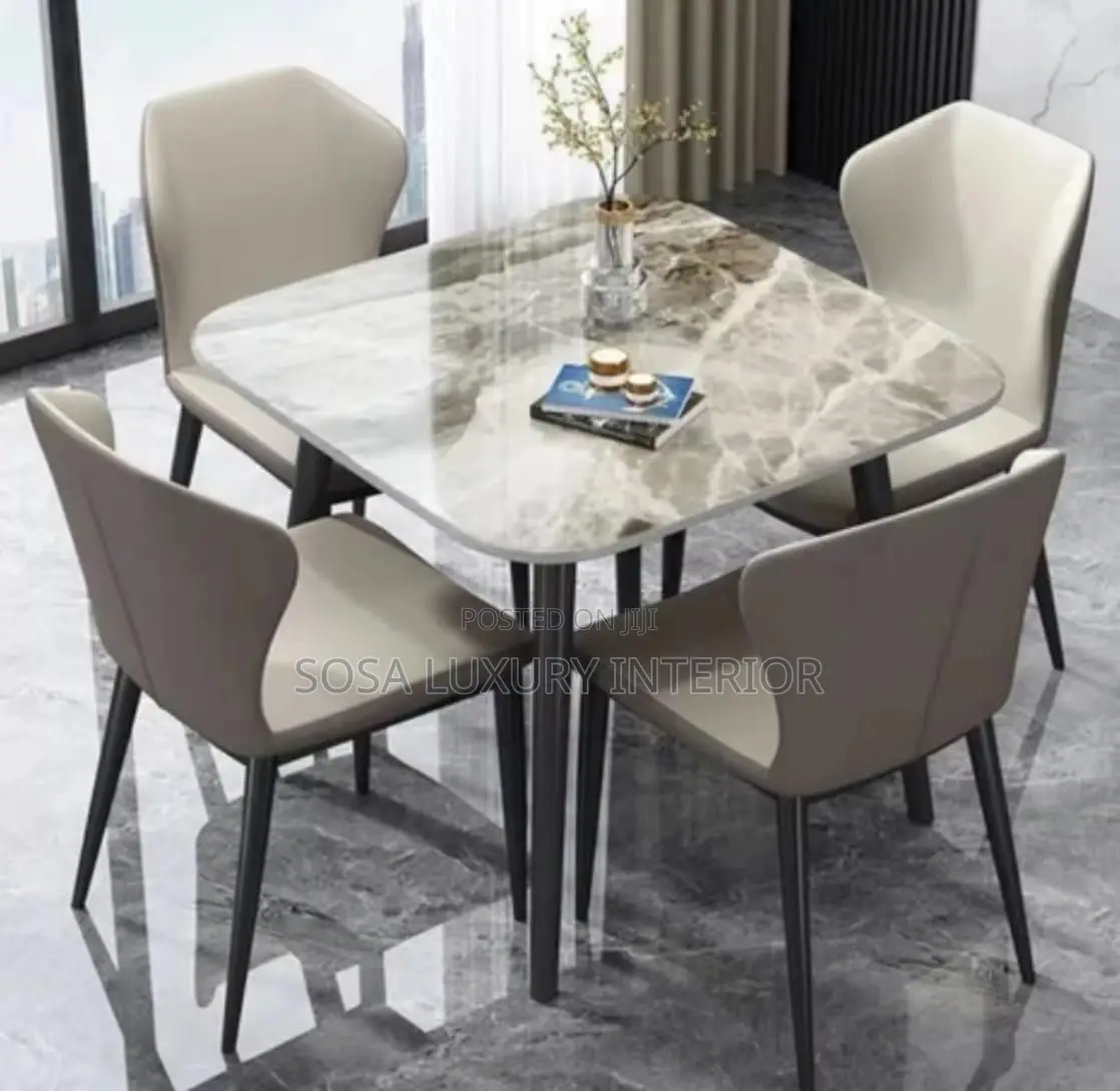 Modern Marble Top 4-Seater Dining Set