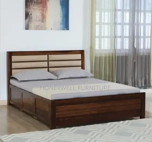 Family Size Bedframe With Hulpostry Headboard With Bedside Cabinet