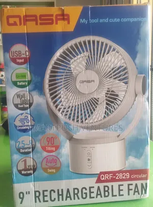 Qasa 9" Rechargeable Fan