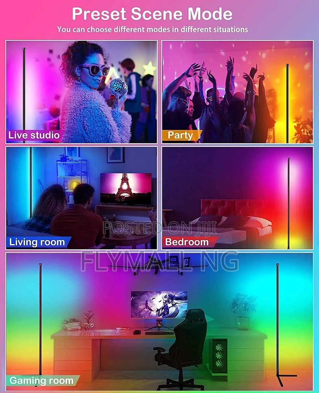 Smart RGB Led Floor Lamp Control App Remote Corner Color RGB 125