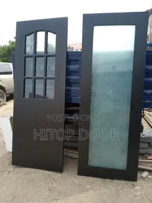Hitops Black HDF Glass Door With Frame and Architrave
