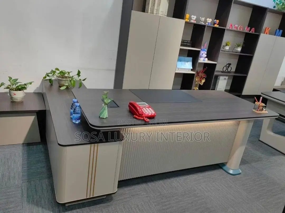 Modern Dark Wood Executive Office Desk