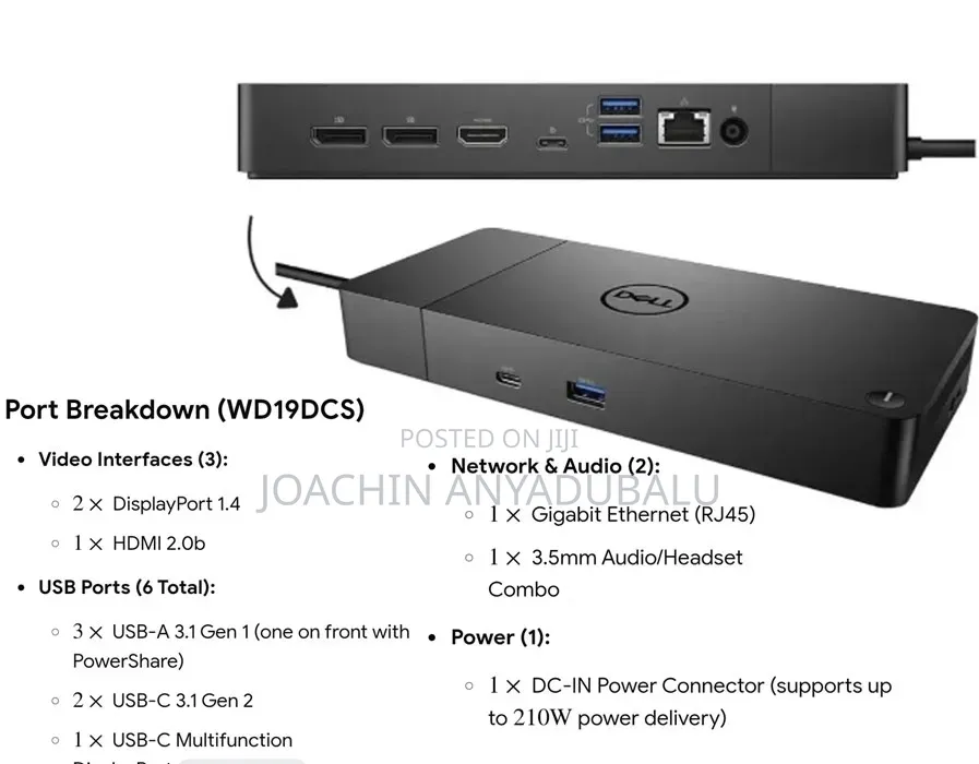 Wd19dcs Docking Station With 240w Adapter - 210w Delivery for Dell