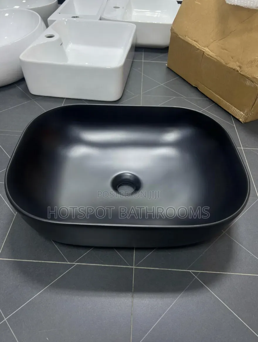 "Premium Matte Black Ceramic Vessel Sink