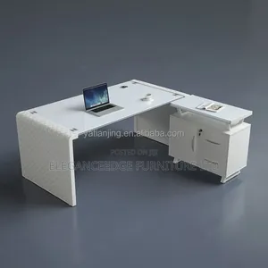 1.6 Meter White Executive Office Table With Extension