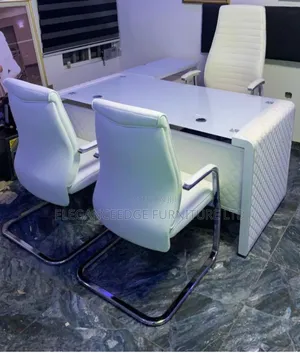 1.6 Meter White Executive Office Table With Extension