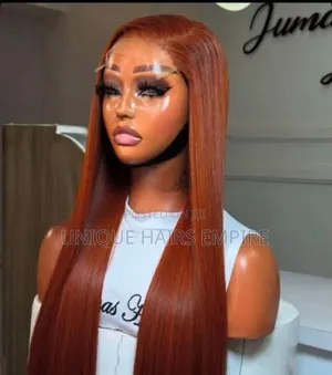 Luxury Copper Bone Straight Wig 20" Hd Lace