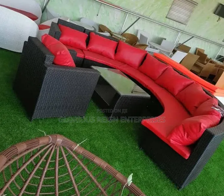 Outdoor Red and Black Chairs