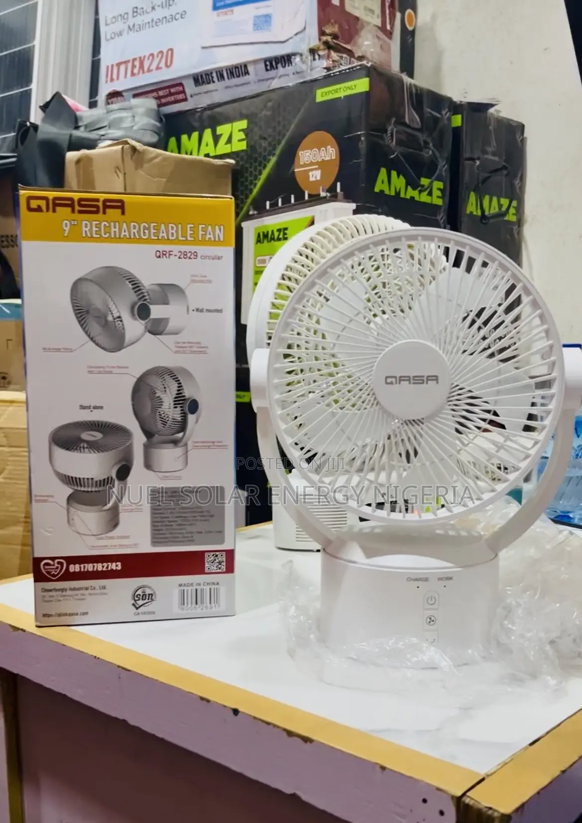 Qasa 9” Rechargeable Fan