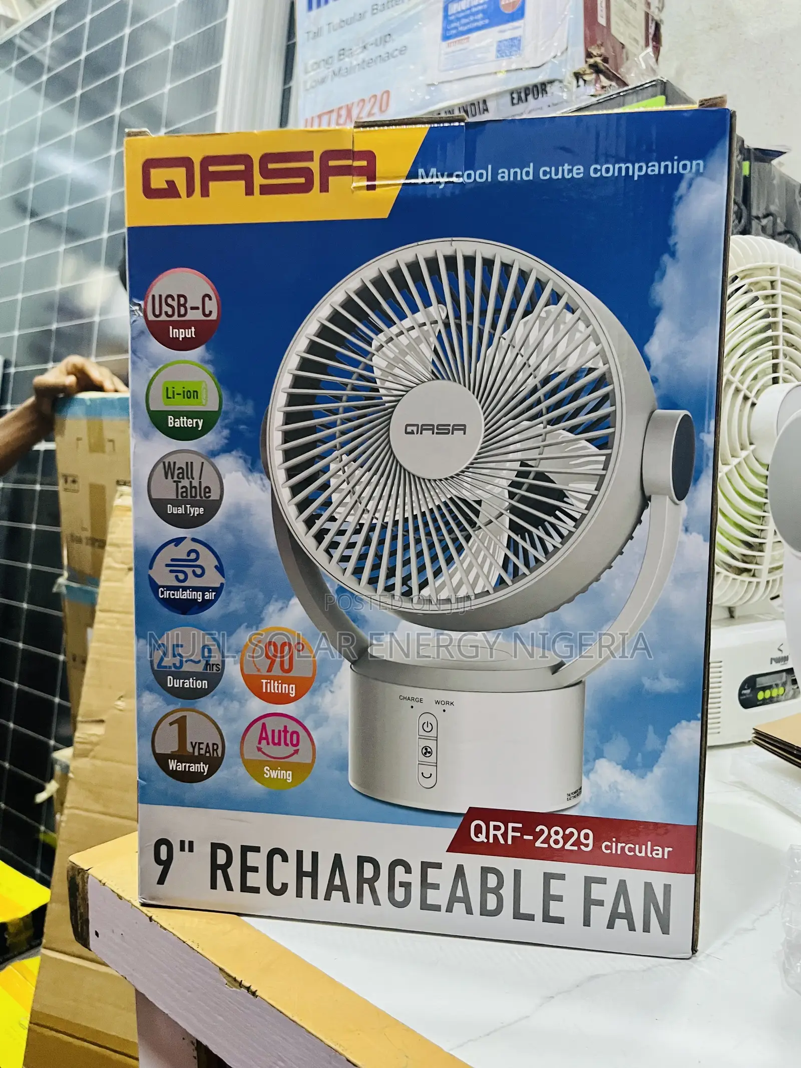 Qasa 9” Rechargeable Fan