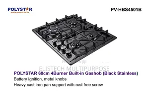 Polystar 60cm 4-Burner Stainless Steel Built-in Gas Hob