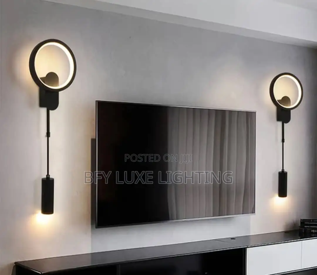 Modern Black Halo Led Wall Bracket With Built-in Spotlight