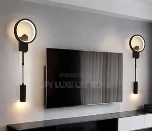 Modern Black Halo Led Wall Bracket With Built-in Spotlight