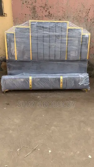 King Size Grey and Gold Bed Frame