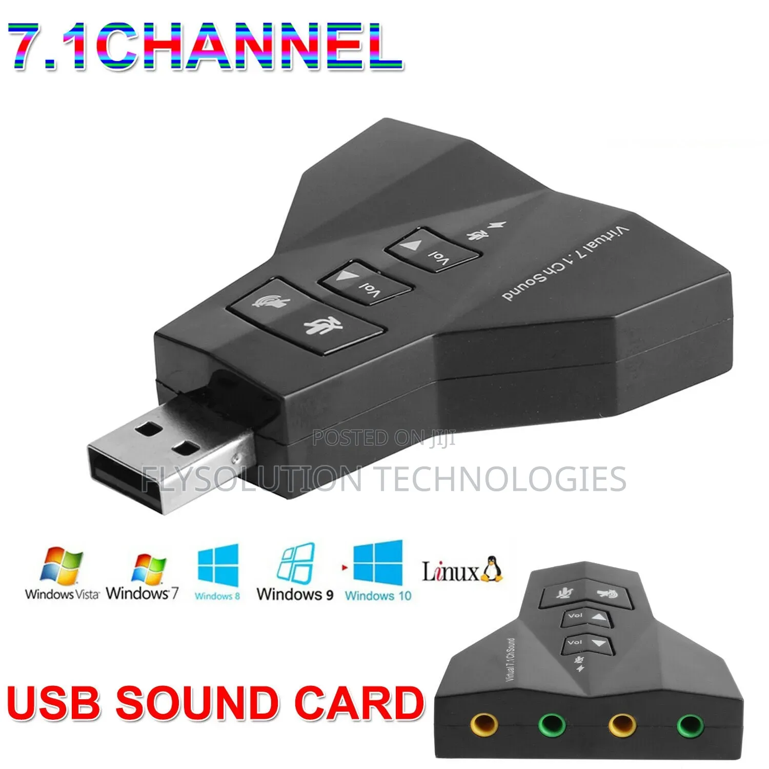 USB Audio Sound Card Adapter External Virtual 7.1 Ch Dual Microphone