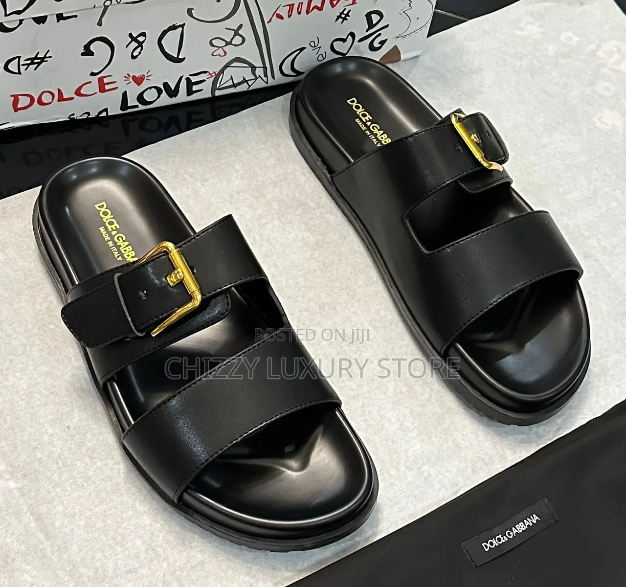 Docle Gabbana Quality Luxury Men Genuine Leather Pams