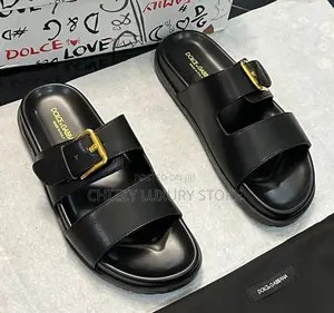 Docle Gabbana Quality Luxury Men Genuine Leather Pams