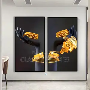 Hd Framed Golden Hand With Canvas Digi Painting Wallart