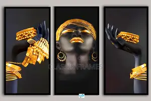 Hd Framed Golden Hand With Canvas Digi Painting Wallart