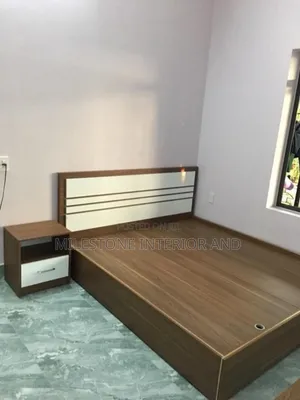 Oak and White Bed Frame With One Bedside Design