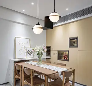 Minimal Globe Cluster Pendant Cream Glass 2 Heads Dining Room
