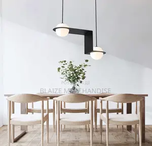 Minimal Globe Cluster Pendant Cream Glass 2 Heads Dining Room