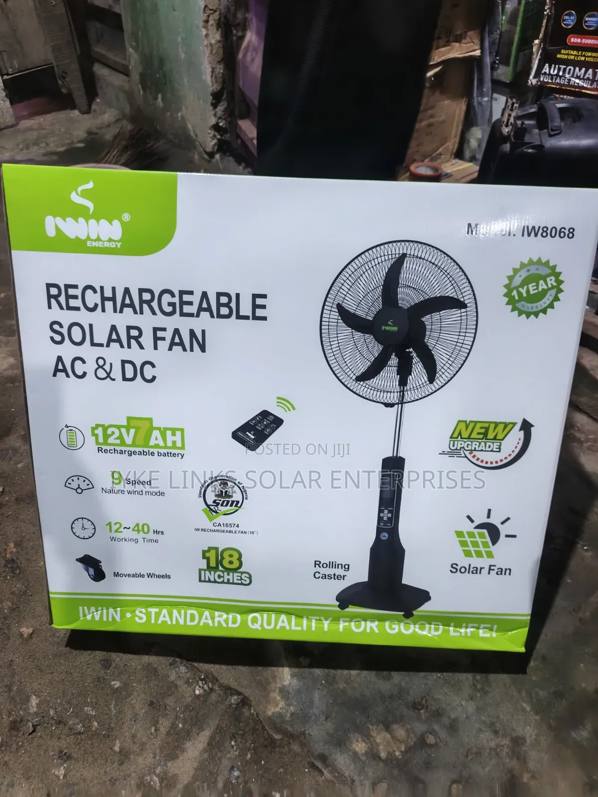 18 Inches Iwin Solar Fan Ac/Dc