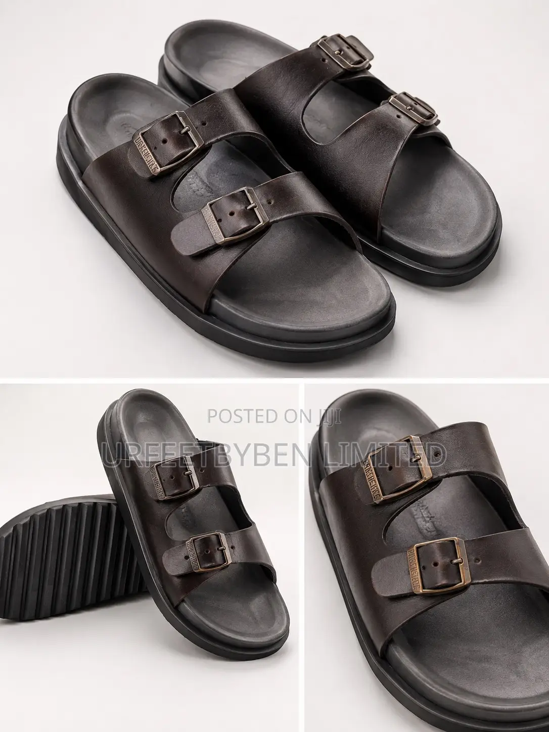 Black Double Strap Buckle Slides