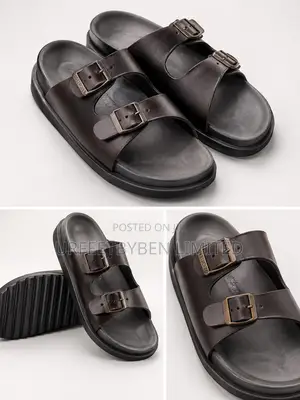 Black Double Strap Buckle Slides