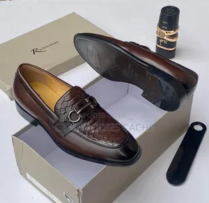 Richwanaz Textured Horsebit Loafers Brown/Black in Size 40-46