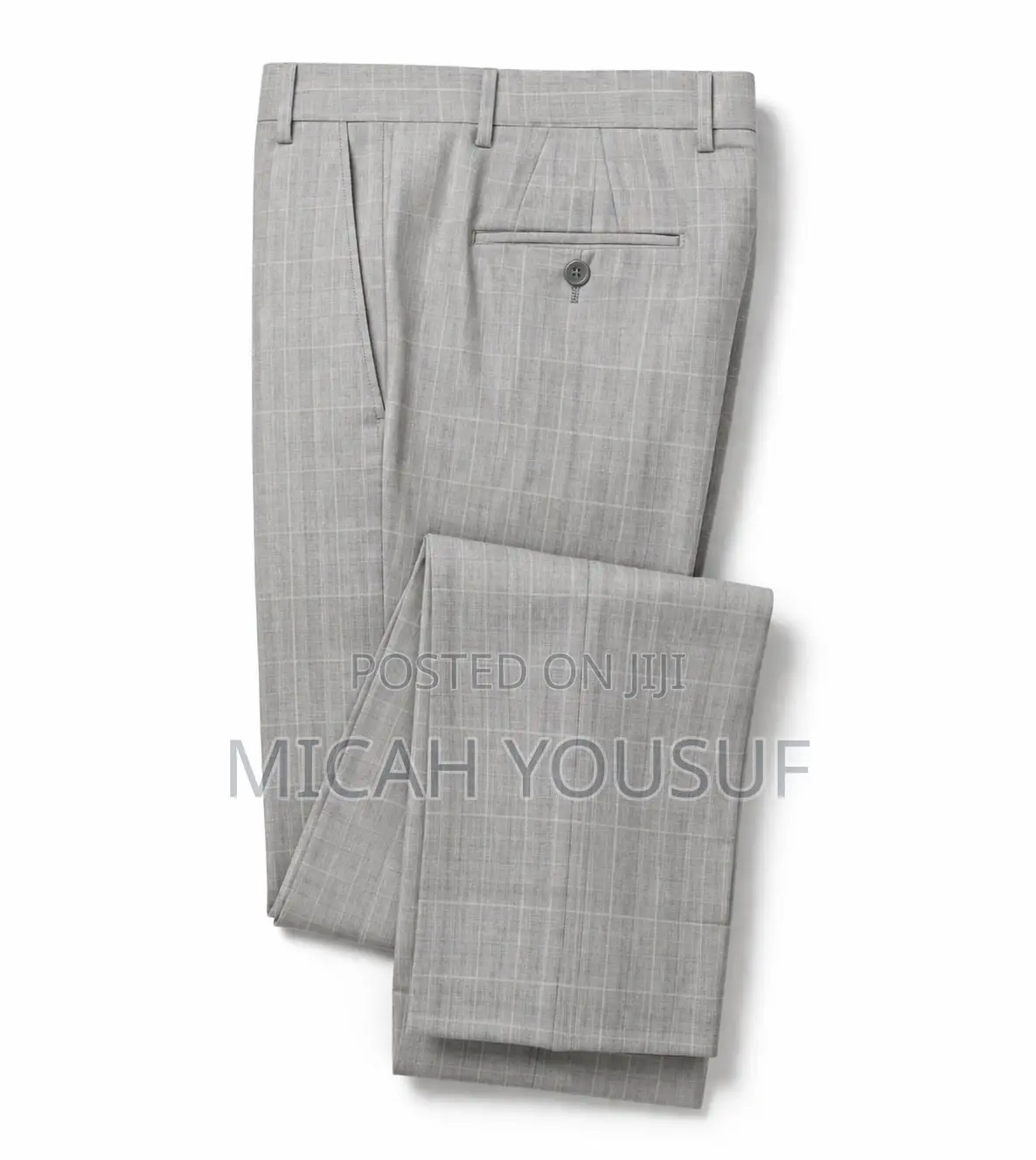 Men’S Light Grey Check Suit Slim Fit 2 Piece Wool Blend,