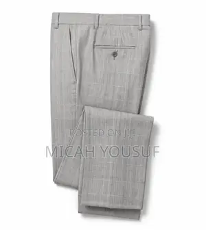 Men’S Light Grey Check Suit Slim Fit 2 Piece Wool Blend,