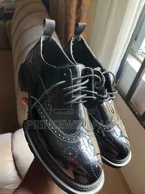 Dior-Inspired Black Patent Leather Brogue Shoes, Size Eu 45