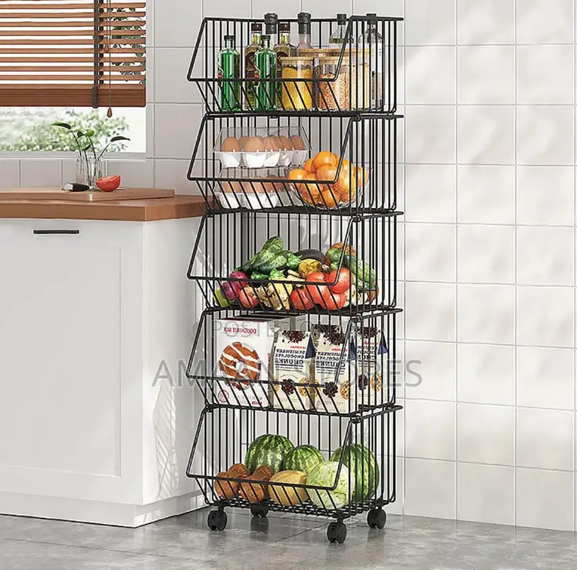 4-tier Kitchen Storage Rack With Wheels