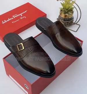 Quality Leather Ferragamo Half Shoe