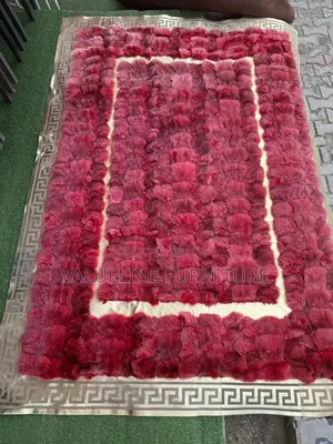 Turkish Fluffy Center Rug 5x8 Feet Red Color -
