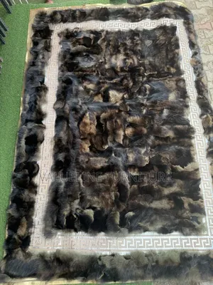Turkish Fluffy Center Rug 5x7 Feet Black Colour