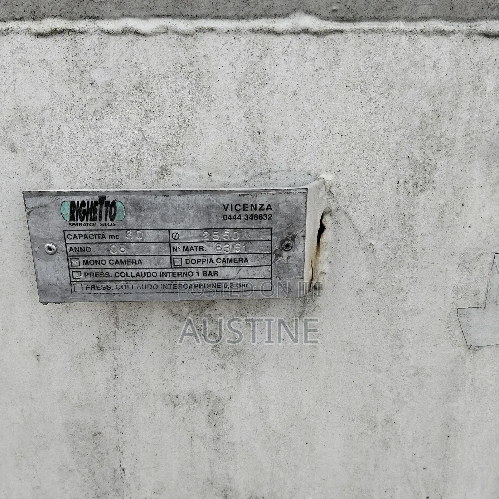 Righetto 45,000 Litres Surface Storage Tank Double Wall