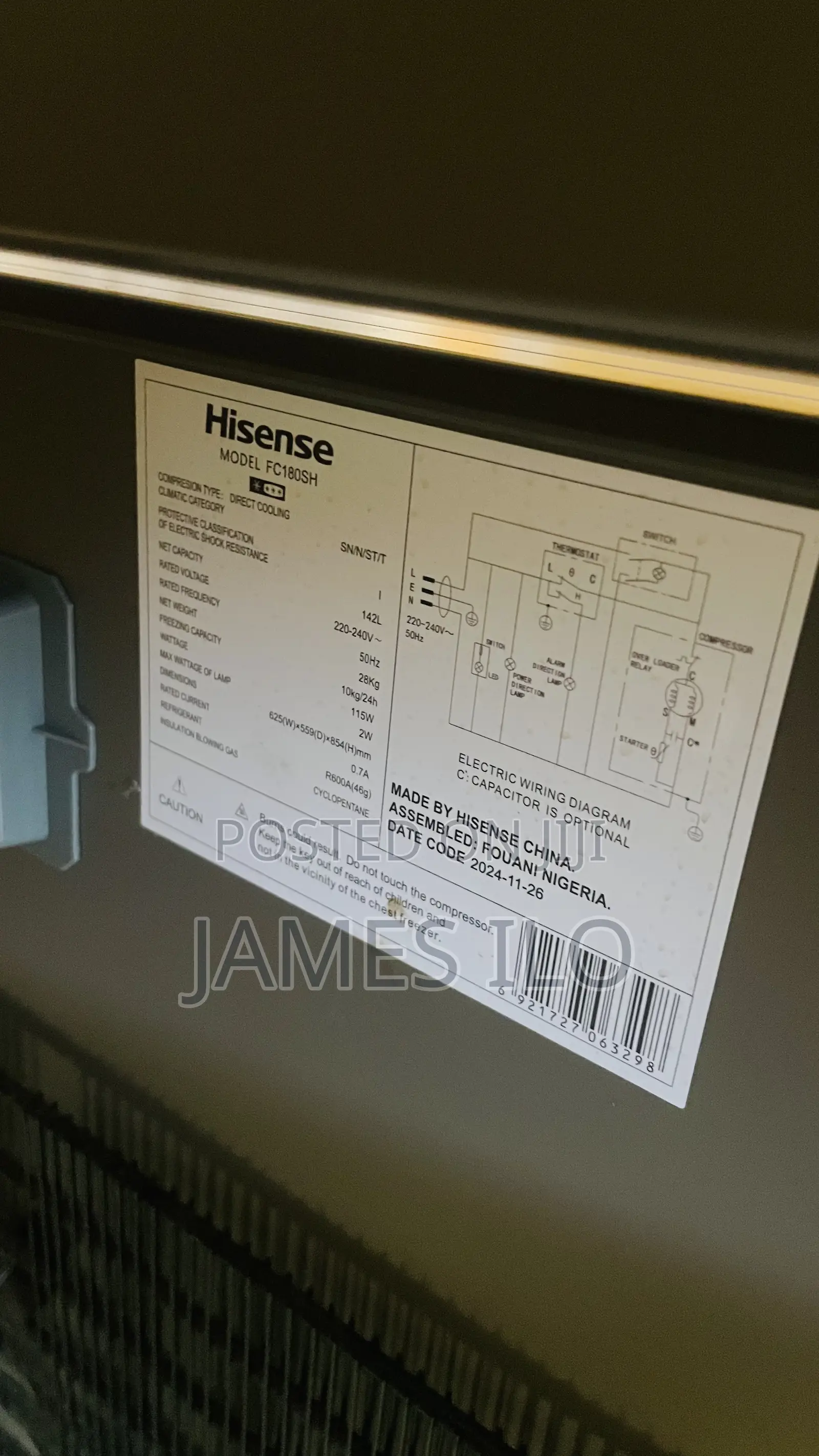 Hisense Freezer Briefly Used