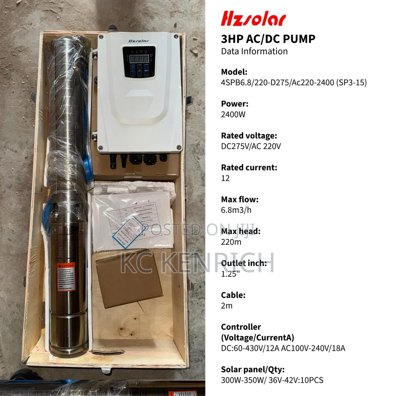 Solar Submersible Pumping Machine 3hp Ac/Dc