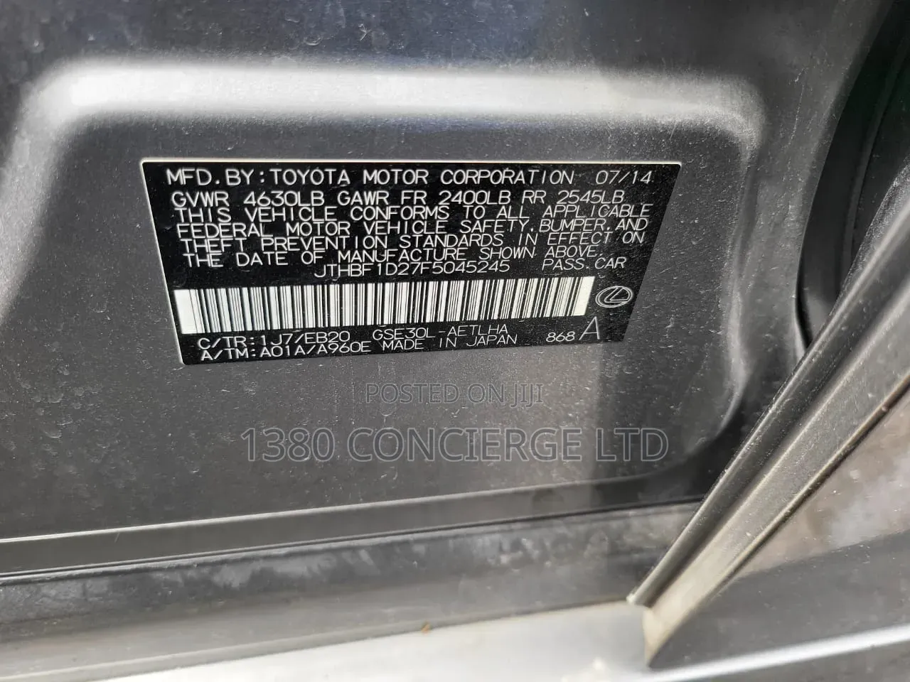 Lexus IS 250 4WD 2015 Gray
