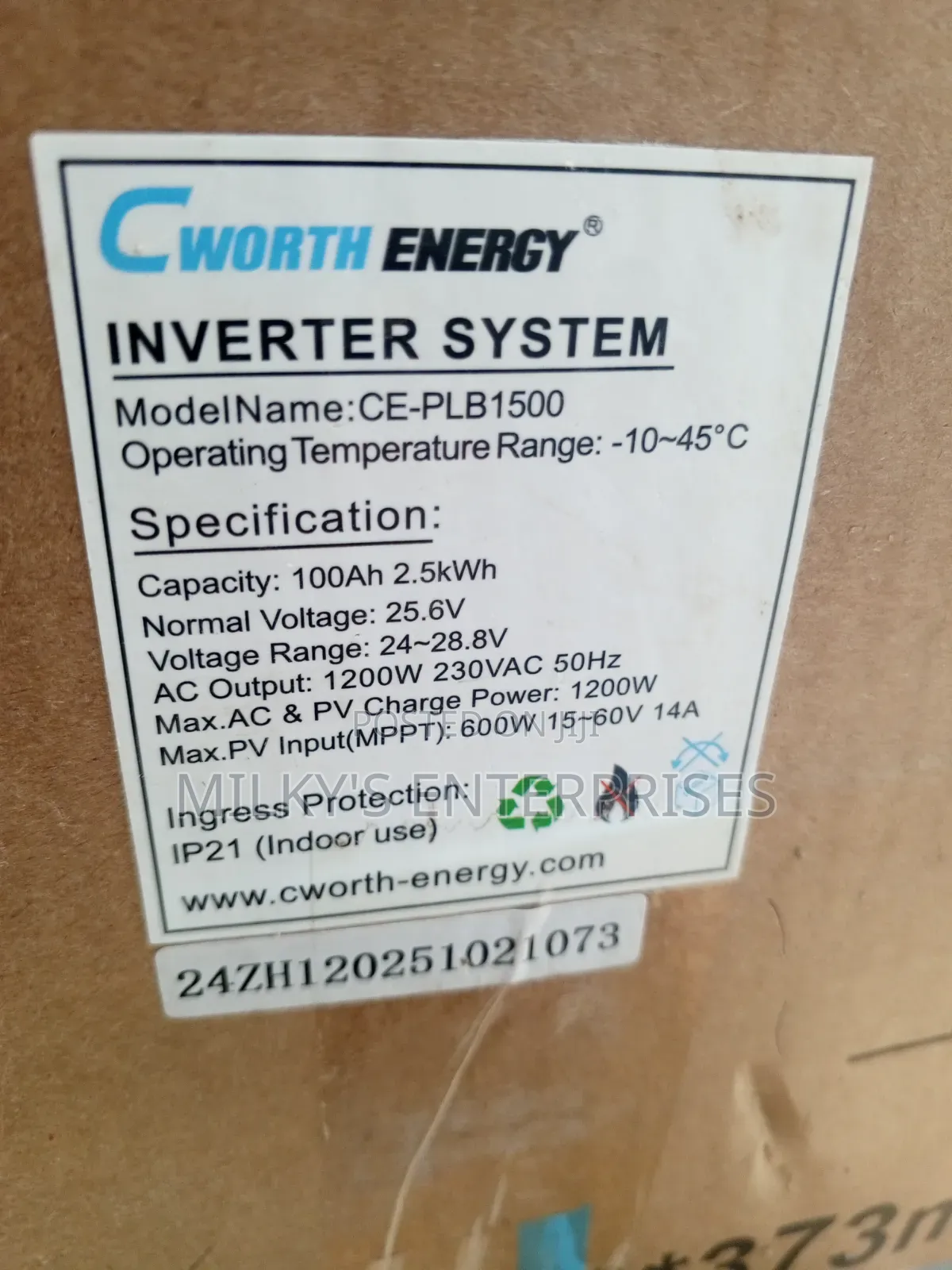 Cworth 100a 2.5kwh Solar Generator