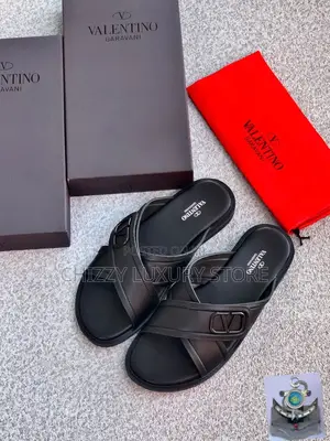 Valentino Garavani Quality Luxury Men Genuine Leather Pams
