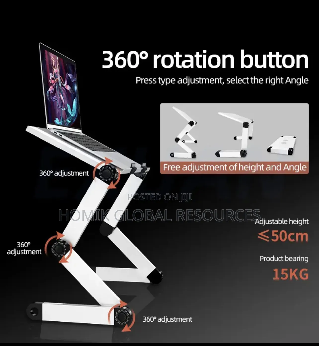 360° Multifunctional Laptop Stand With Mouse Base Cooling Fan
