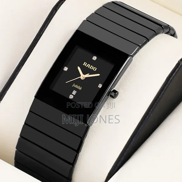 Rado Black Watch Luxury Centrix Rd Ceramic Square Analogue Black
